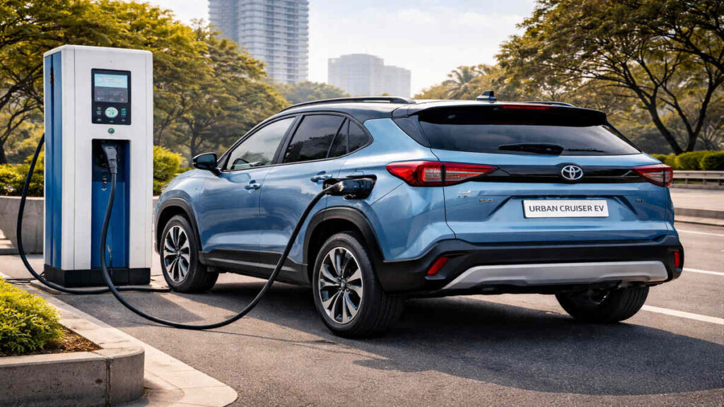 Toyota Urban Cruiser EV charging at station in India