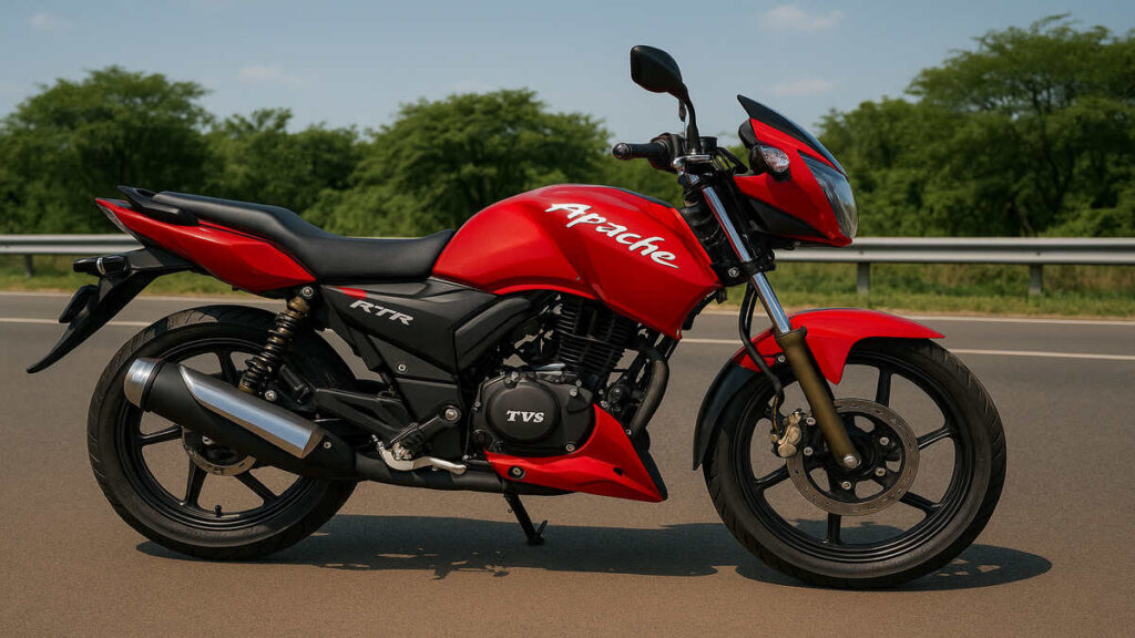 Side frofile photo in red colour TVS Apache RTR 180