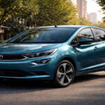 Tata Altroz EV front-angle view parked on an Indian city road in natural daylight with premium hatchback styling