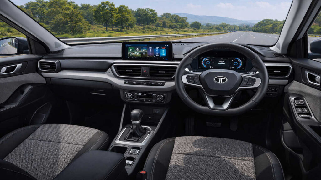 Tata Punch Facelift interior dashboard and touchscreen
