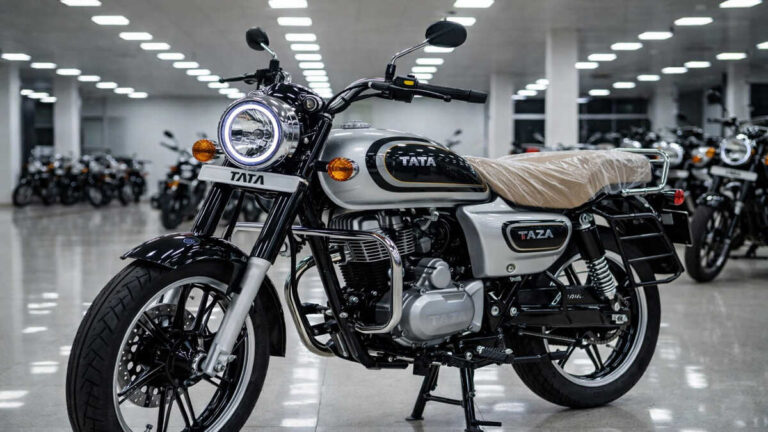 Tata retro style 125cc bike showroom image