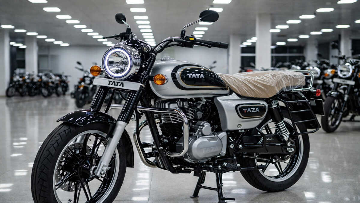 Tata retro style 125cc bike showroom image